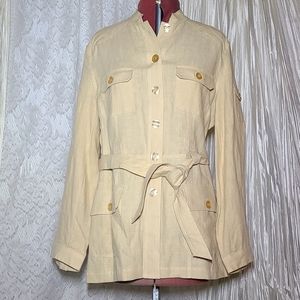 Vintage 70's Inspired 100% Linen Button Down Belted Tunic